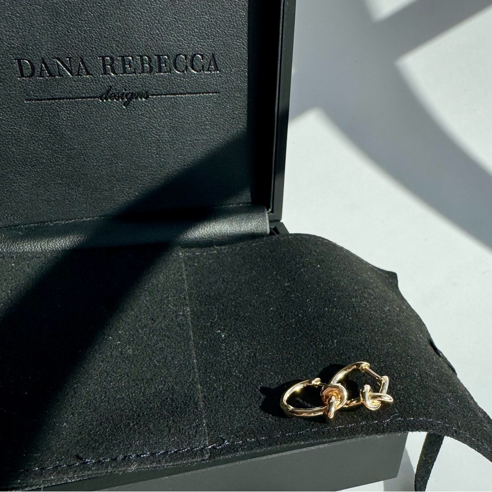 Dana Rebecca Designs Nana Bernice Knot Huggies in Yellow Gold - Picture 4 of 13
